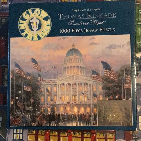 Thomas Kinkade 1000 Piece Jigsaw Puzzle “Flags Over the Capital” 20x27 - Picture 1 of 2